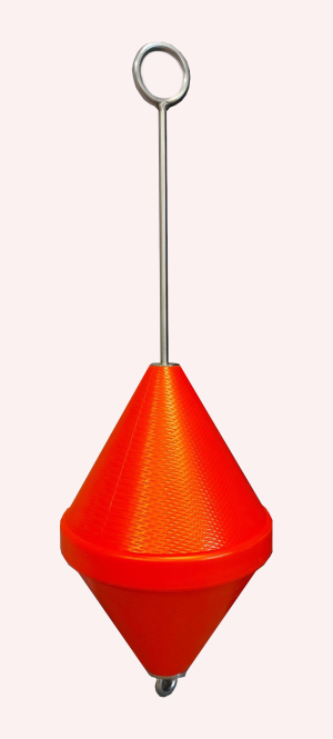 Ankerboje Groß mit Ösenstab, orange, 140 Liter, PE, Edelstahl, PU