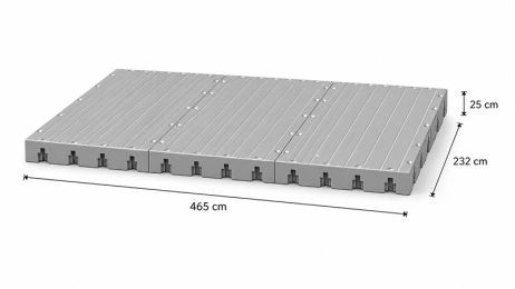 Basic modules NP 2-F 72 kg series without end pieces, 4650 x 2320 mm, low board
