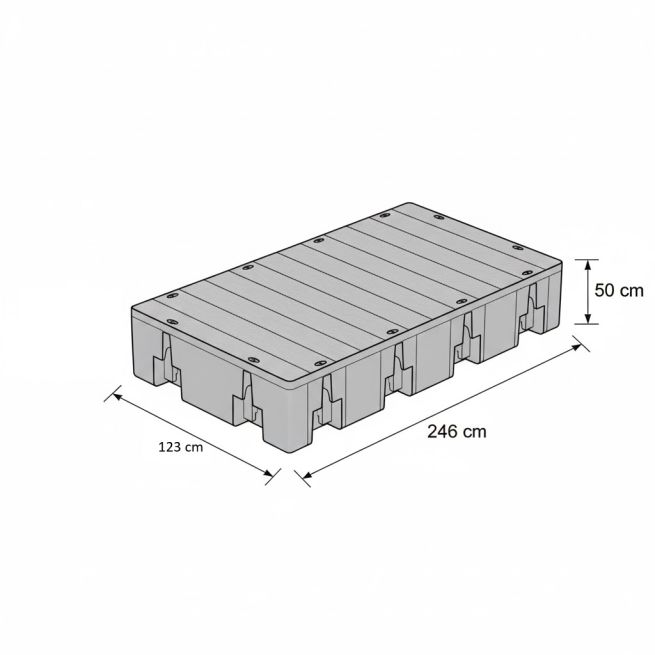 Basic module WP 907 kg series without end pieces, 1230 x 2460 mm, high board