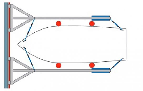 Gateway Ponton / Floating docks Pontoon Y-Bom, blue, Stainless steel thread, 110 liter, Polyethylene