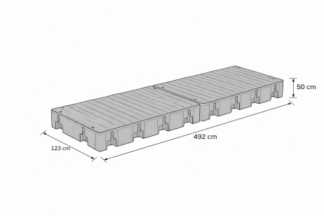 Quai flottant modulaire 492×123×50 cm