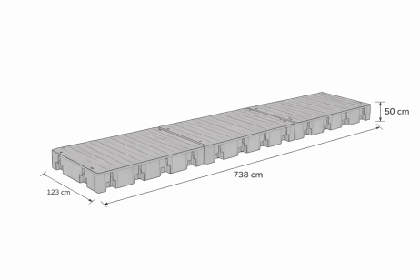 Quai flottant modulaire 738×123×50 cm