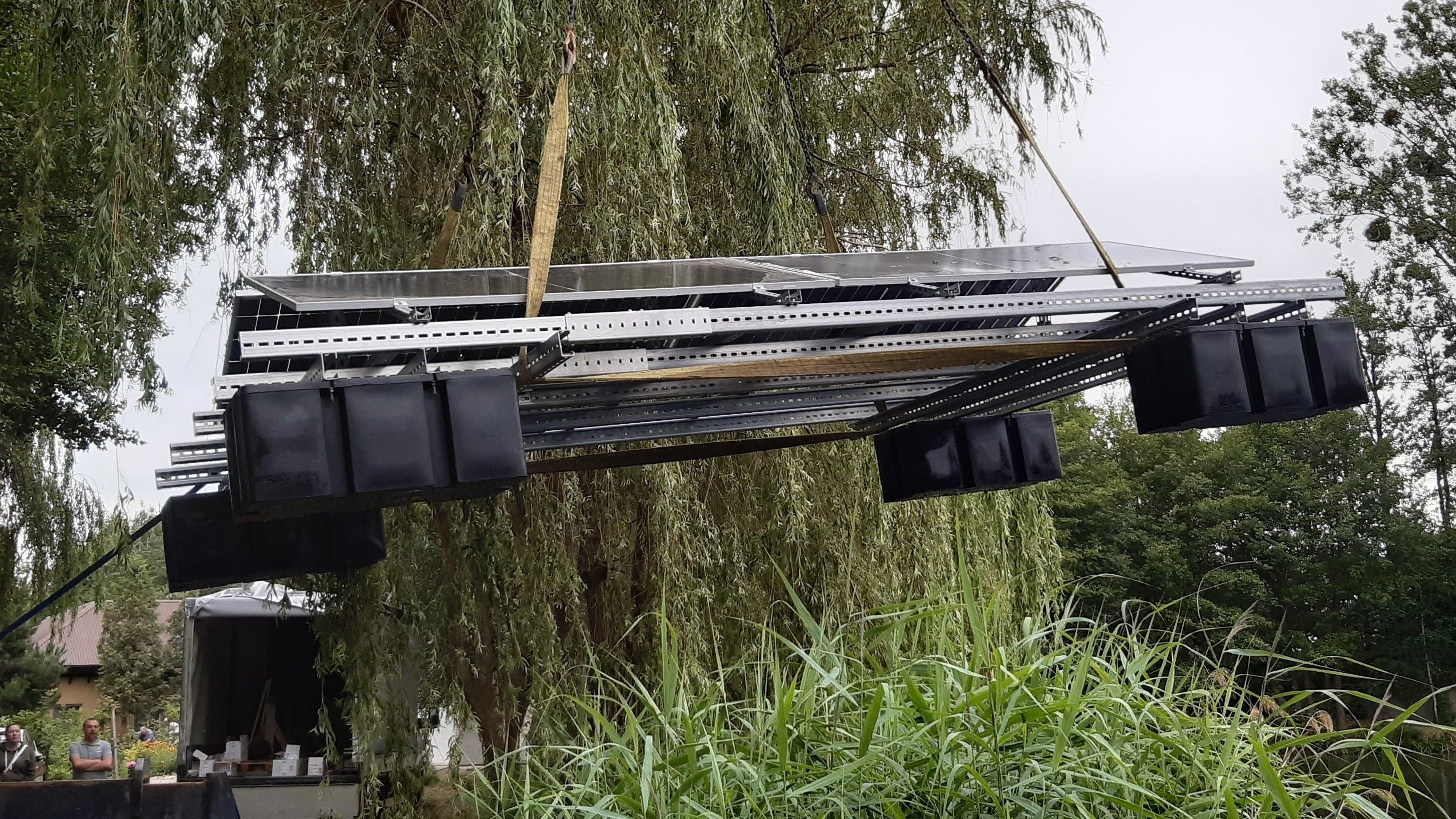 Ponton pour modules photovoltaïques, noir, 200 litres, polyéthylène