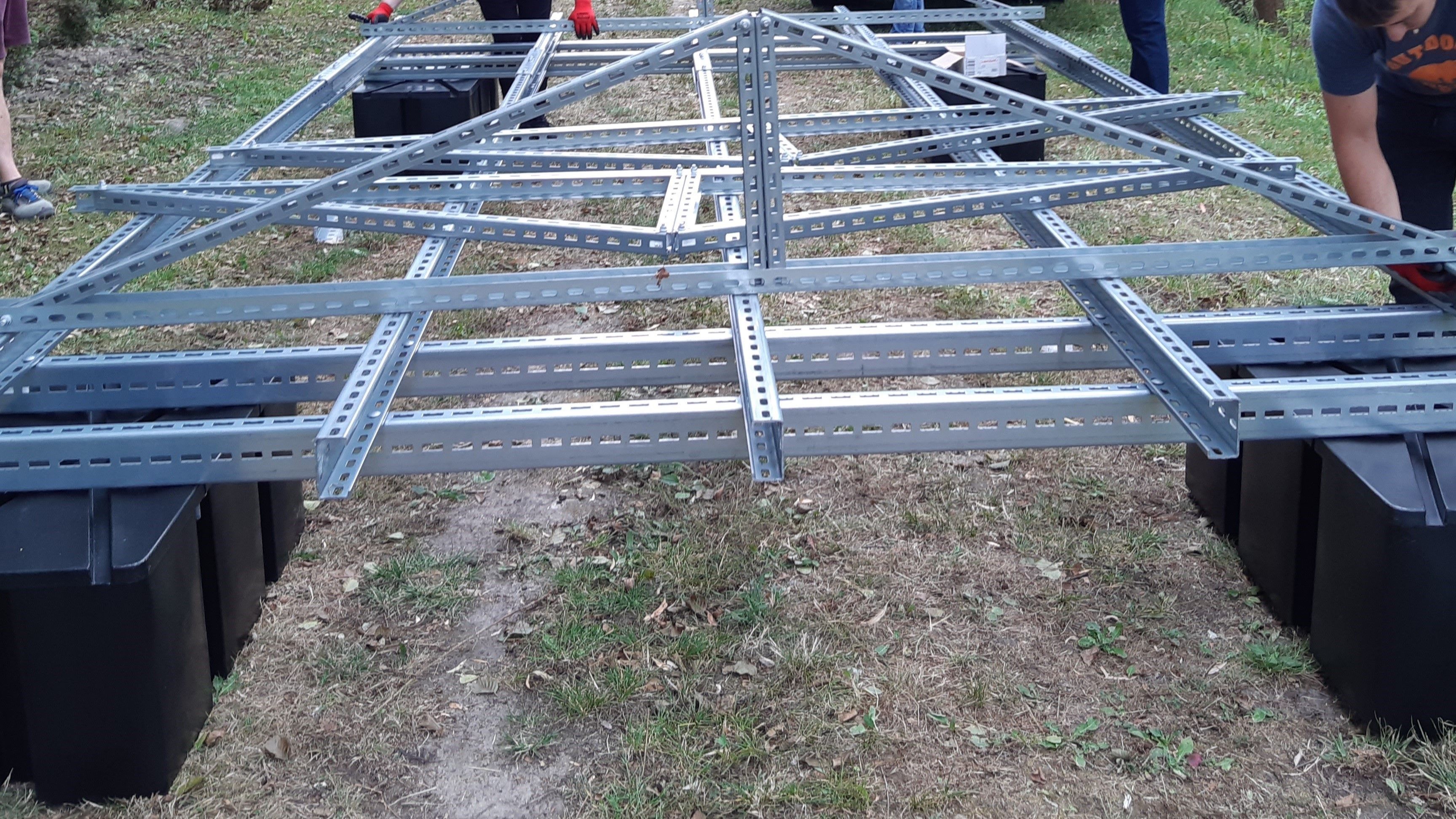 Ponton pour modules photovoltaïques, noir, 200 litres, polyéthylène