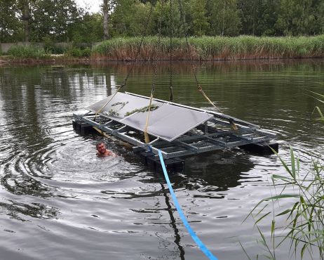 Ponton voor fotovoltaïsche modules, zwart, 200 liter, polyethyleen