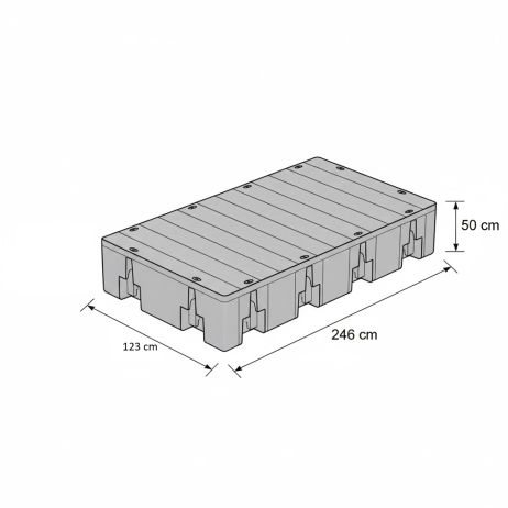 Basismodule WP 907 kg serie zonder eindstukken, 1230 x 2460 mm, hoogbord
