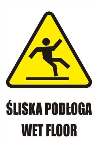 Tabliczka do potykacza - "Śliska podłoga" - "Natte vloer"