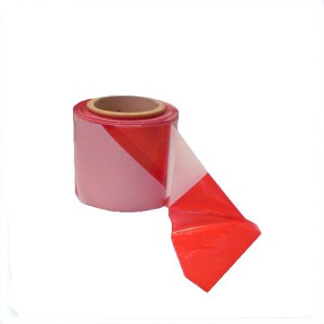 Waarschuwingstape - wit/rood - rol 100 rm x 80 mm