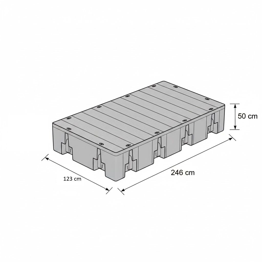 Modulair drijvend dok 738×123×50 cm